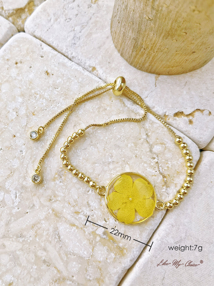 Embossed Yellow Epoxy Resin Round Bracelet
