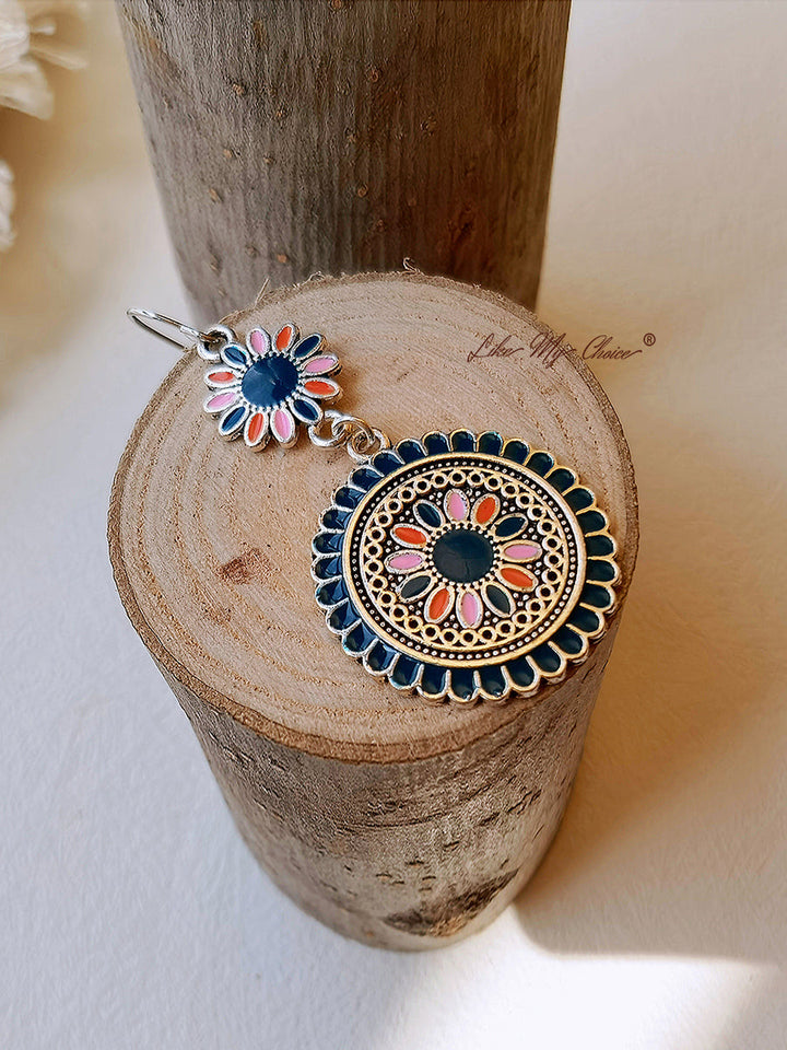 Boho Dangle Earrings with Ethnic Flowers