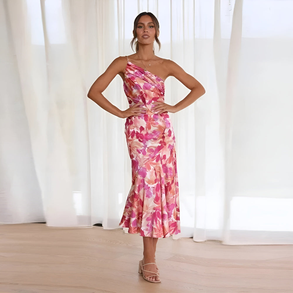 Avero™ | Asymmetrical Floral Maxi Dress