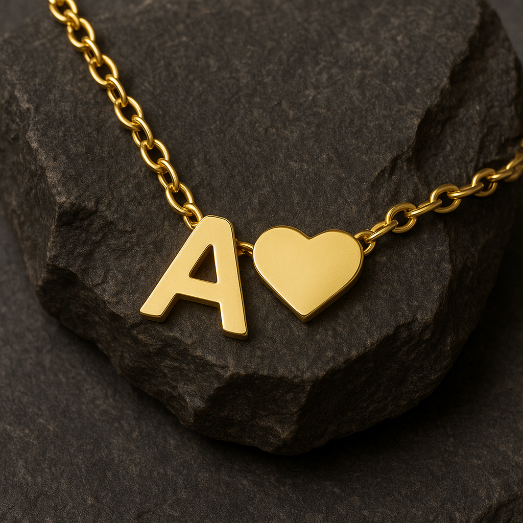 Ria Initial Necklace with Heart