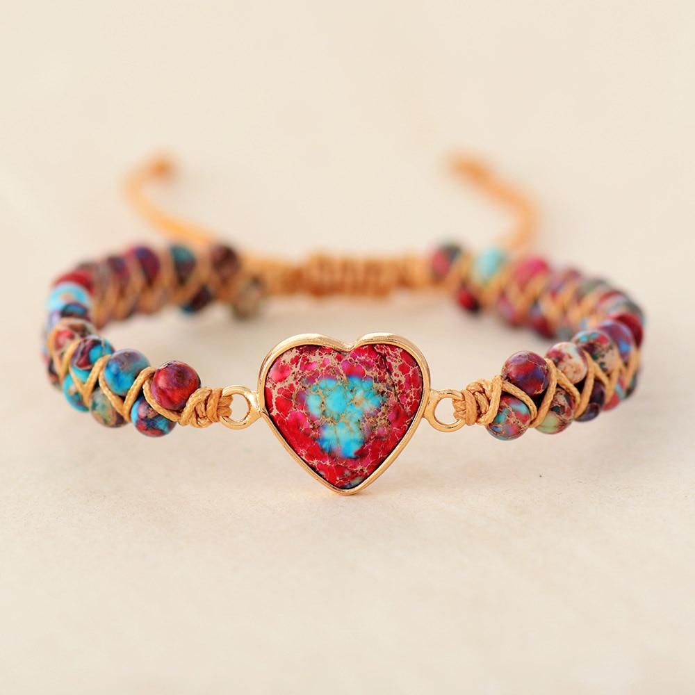 Tody - Handmade Jasper Heart Wrap Bracelet