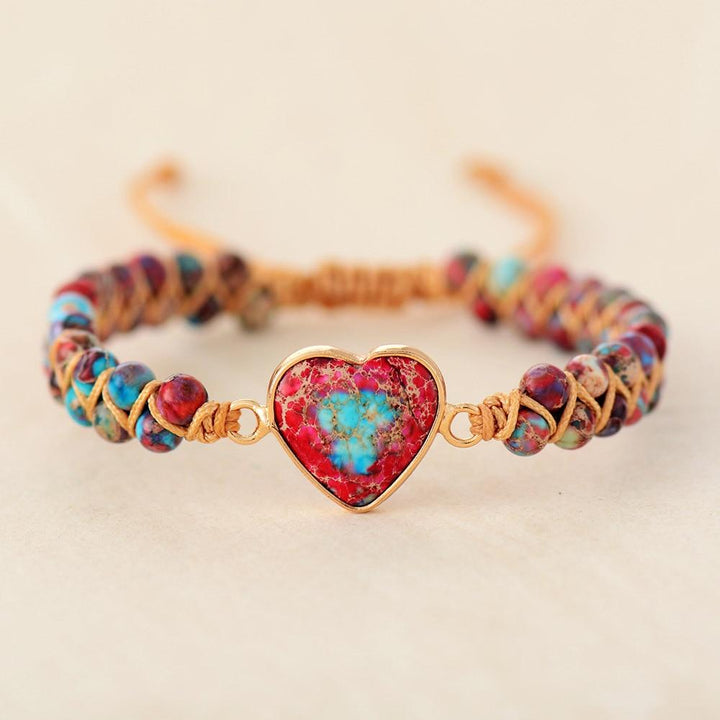 Tody - Handmade Jasper Heart Wrap Bracelet