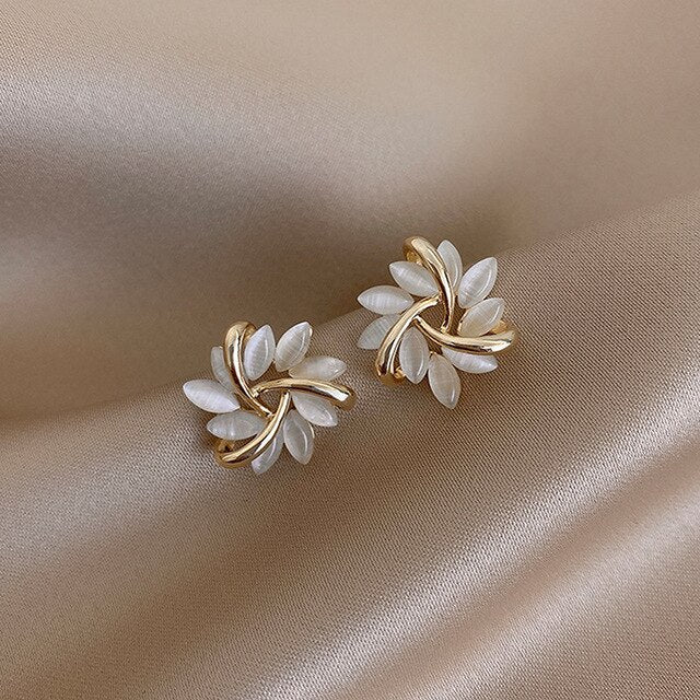 Rena- Luxury White Opal Earrings