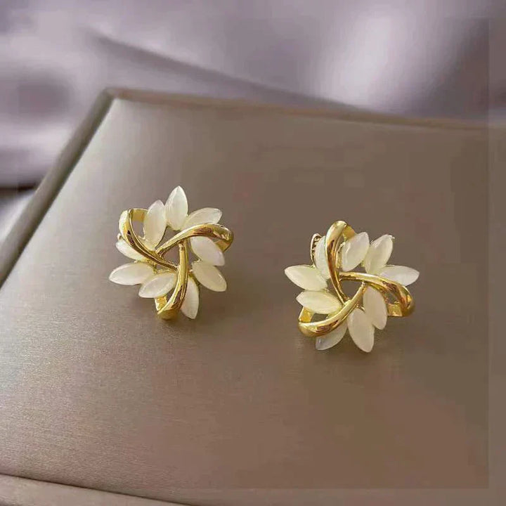 Rena- Luxury White Opal Earrings