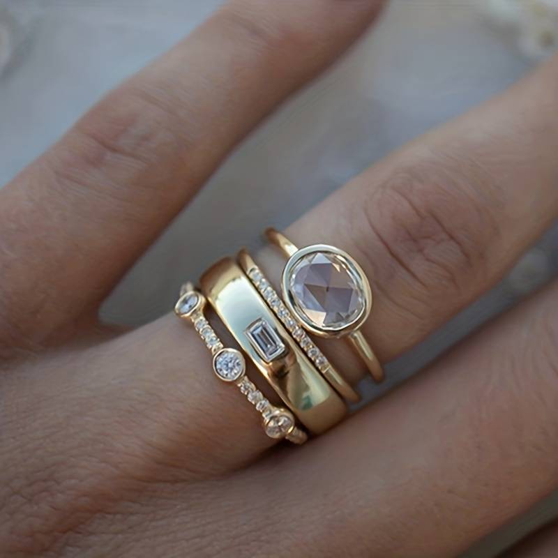 Vintage Gold and Zircon Ring Set