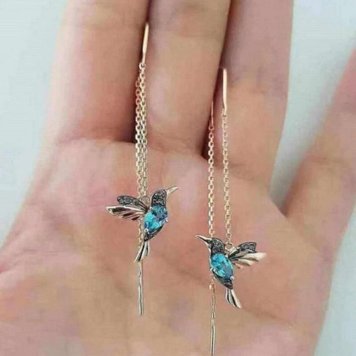 Sheila- Hummingbird Enamel & Zirconia Earrings