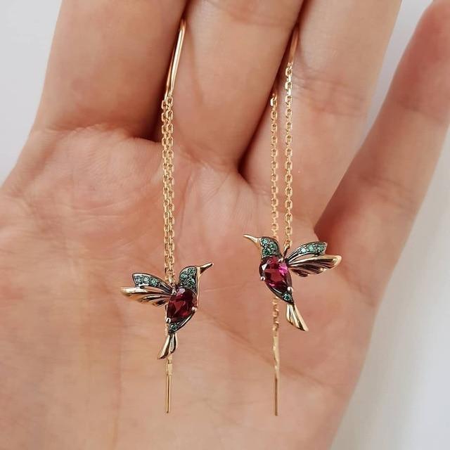 Sheila- Hummingbird Enamel & Zirconia Earrings